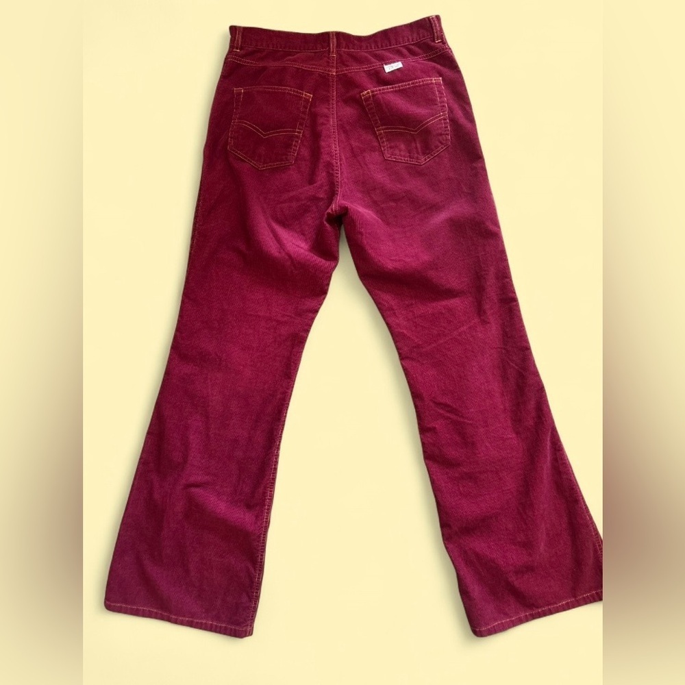 Vintage Y2K Abercrombie & Fitch Corduroy Flare Pants Burgundy - Size 8 - Picture 2 of 7